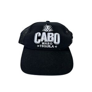 Cabo Wabo Tequila Snapback Hat Cap Black White Mesh Nascar Logo